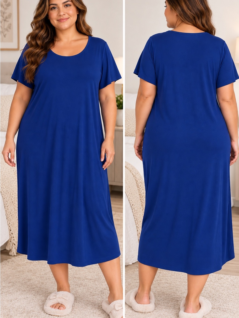 Lands' End Women's Short Sleeve Midcalf
Nightgown, 100%cotton